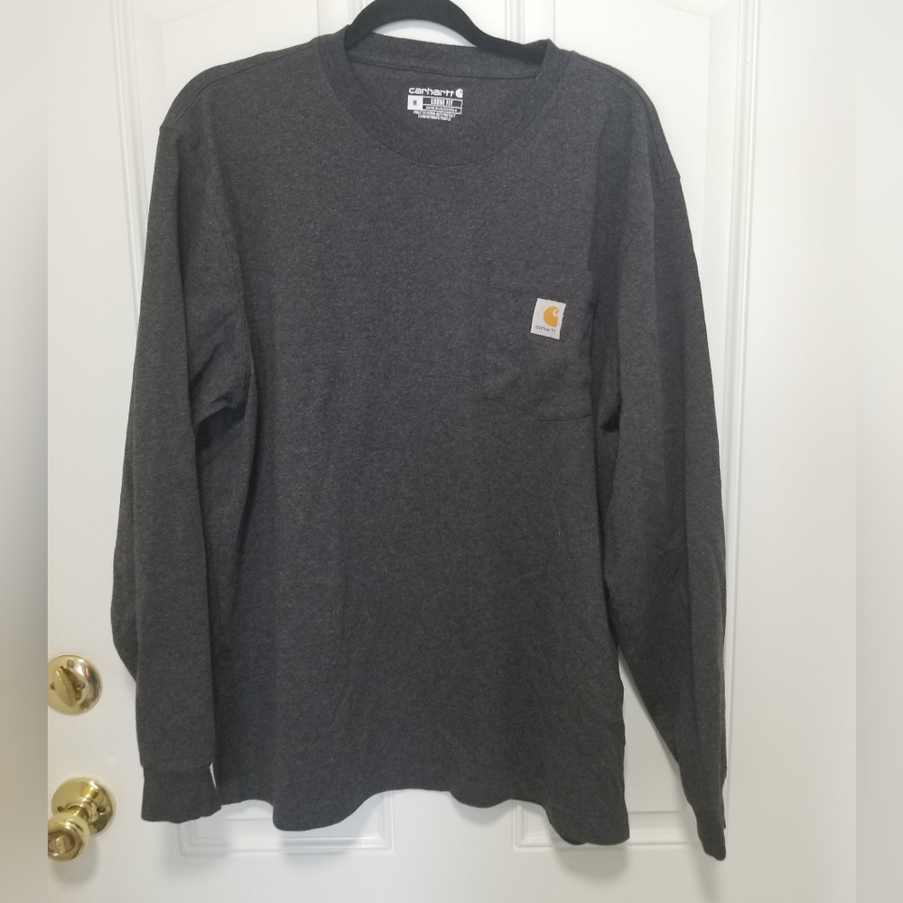 Carhartt T Shirt Men’s M Long Sleeve Pocket Crew Neck Gray Workwear